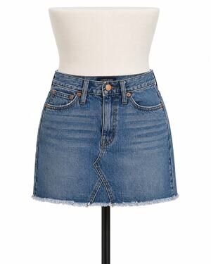 J.Crew Frayed Hem Medium Wash Denim Mini Skirt - Size 32